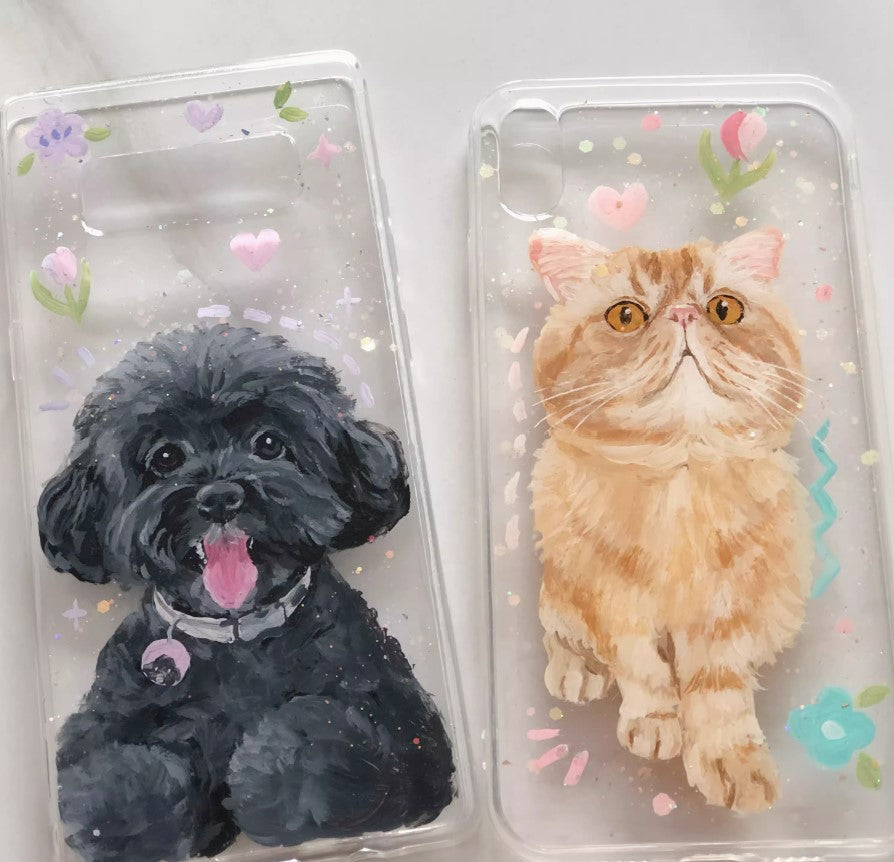 Hand Painted Acrylic Pet Phone Case Using Pet Photo iPhone Cases