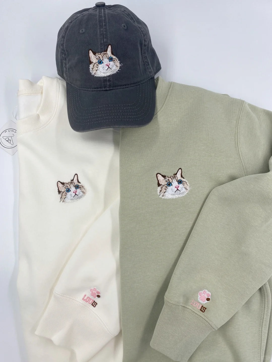 Personalized Dog Portrait Embroidered Sweatshirt Custom Pet Face Hoodie